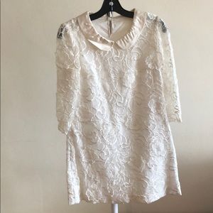 3D lace shift dress with mid sleeves & collar